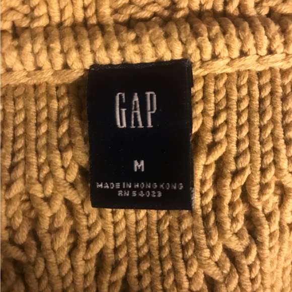 WOMEN’s GAP V NECK CABLE KNIT PULLOVER SWEATER CAMEL BROWN COLLAR  M - Picture 8 of 10